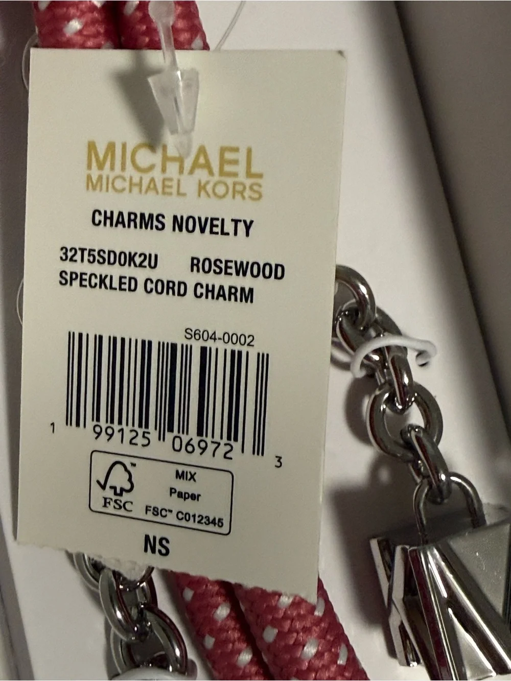 Michael Kors “Rosewood” Pink Braided Rope Bagcharm/Keyring with Silver Accents!